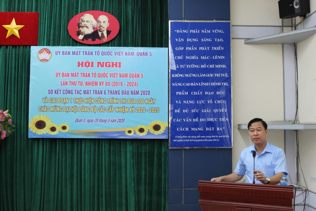 ng Lê Tấn Tài UVBTV Quận ủy Chủ tịch Ủy ban MTTQ Việt Nam Quận phát biểu định hướng nội dung trọng tâm 6 tháng cuối năm 2020